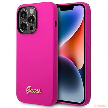 Etui Guess Silicone Vintage Gold Logo na iPhone 14 Pro - fuksjowe
