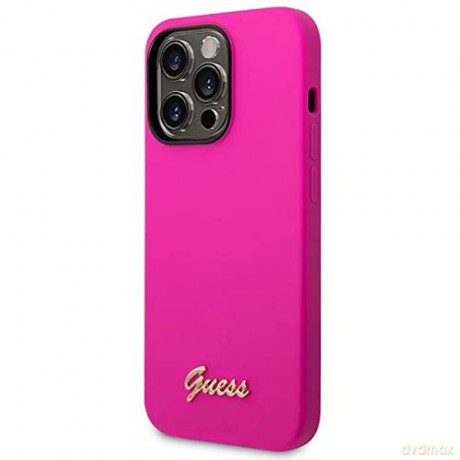 Etui Guess Silicone Vintage Gold Logo na iPhone 14 Pro - fuksjowe