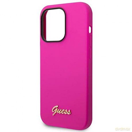 Etui Guess Silicone Vintage Gold Logo na iPhone 14 Pro - fuksjowe