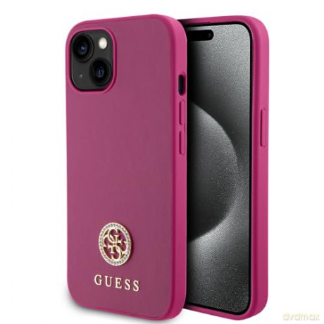 Etui Guess Strass Metal Logo do iPhone 15 - różowe