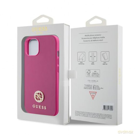 Etui Guess Strass Metal Logo do iPhone 15 - różowe