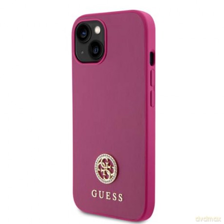 Etui Guess Strass Metal Logo do iPhone 15 - różowe