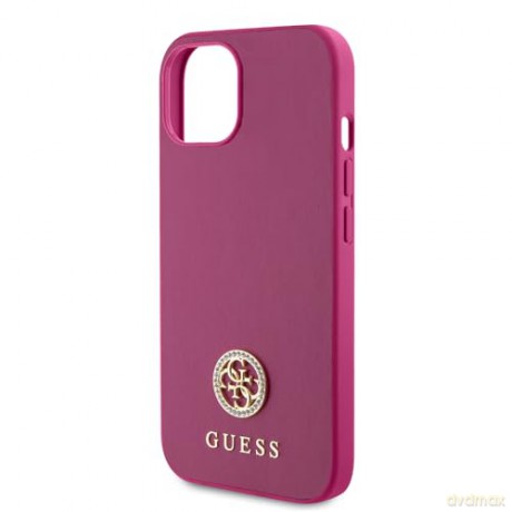 Etui Guess Strass Metal Logo do iPhone 15 - różowe