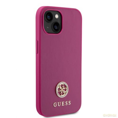 Etui Guess Strass Metal Logo do iPhone 15 - różowe