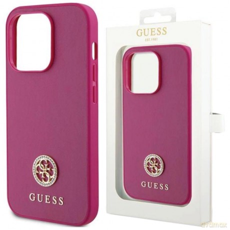 Etui Guess Strass Metal Logo do iPhone 15 - różowe