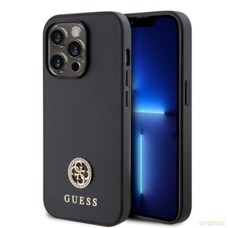 Etui Guess Strass Metal Logo do iPhone 15 Pro Max - czarne