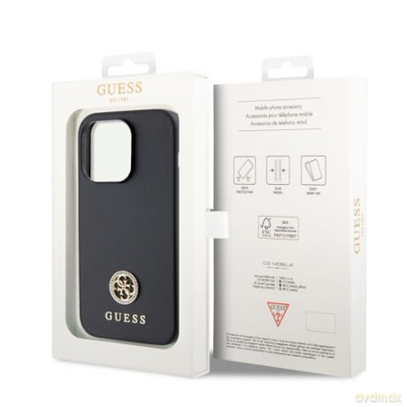 Etui Guess Strass Metal Logo do iPhone 15 Pro Max - czarne