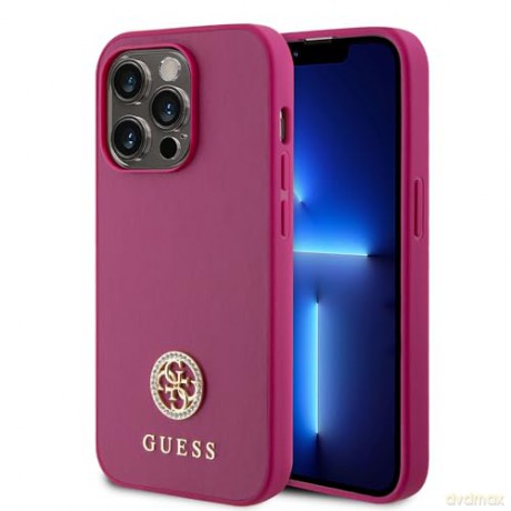 Etui Guess Strass Metal Logo do iPhone 15 Pro Max - różowe