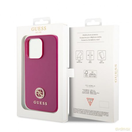 Etui Guess Strass Metal Logo do iPhone 15 Pro Max - różowe