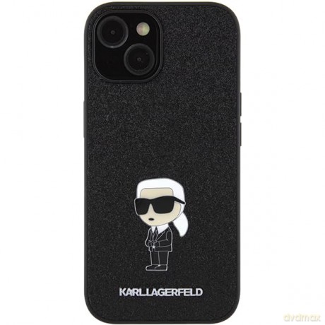 Etui Karl Lagerfeld Fixed Glitter Ikonik Logo Metal Pin do iPhone 15 - czarne