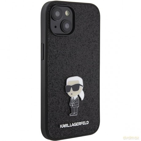 Etui Karl Lagerfeld Fixed Glitter Ikonik Logo Metal Pin do iPhone 15 - czarne