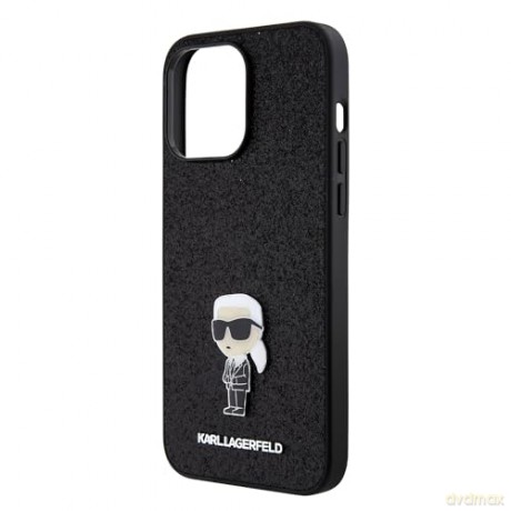 Etui Karl Lagerfeld Fixed Glitter Ikonik Logo Metal Pin do iPhone 15 Pro - czarne