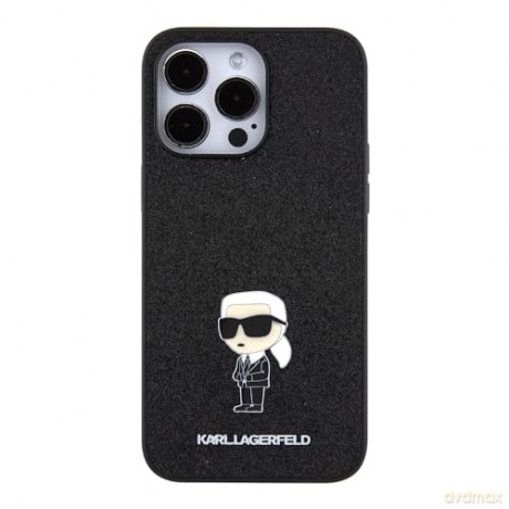 Etui Karl Lagerfeld Fixed Glitter Ikonik Logo Metal Pin do iPhone 15 Pro Max - czarne
