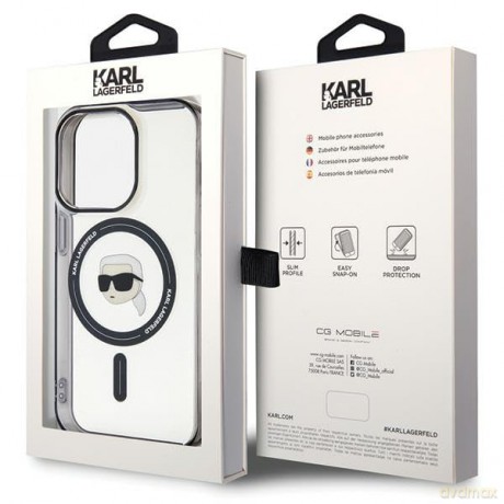 Etui Karl Lagerfeld IML Karl's Head MagSafe do iPhone 15 Pro Max - przezroczyste