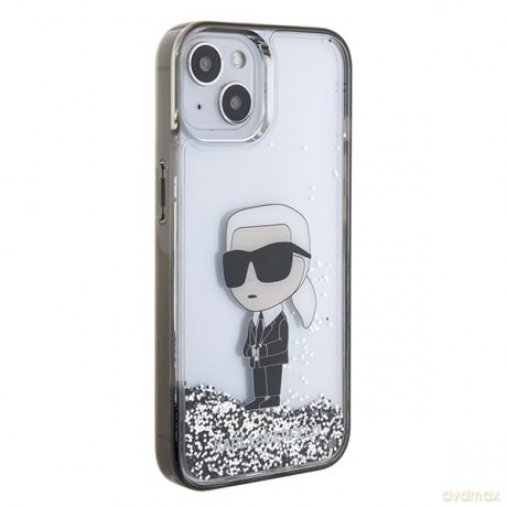 Etui Karl Lagerfeld Liquid Glitter Ikonik do iPhone 15 - przezroczyste