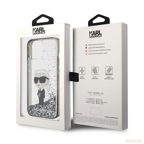 Etui Karl Lagerfeld Liquid Glitter Ikonik do iPhone 15 - przezroczyste