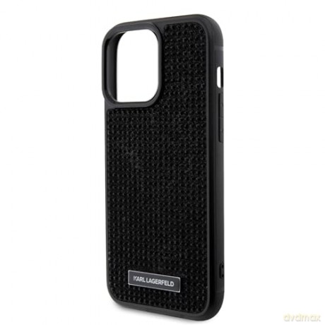 Etui Karl Lagerfeld Rhinestone Logo Metal Plate do iPhone 15 Pro - czarne