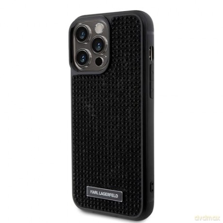 Etui Karl Lagerfeld Rhinestone Logo Metal Plate do iPhone 15 Pro - czarne