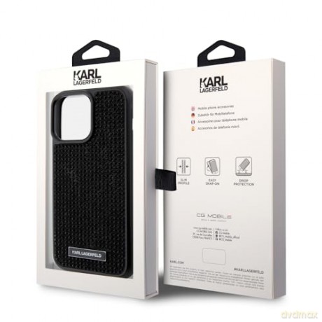 Etui Karl Lagerfeld Rhinestone Logo Metal Plate do iPhone 15 Pro Max - czarne