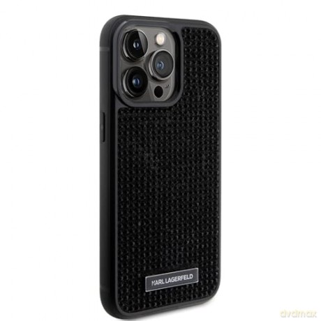Etui Karl Lagerfeld Rhinestone Logo Metal Plate do iPhone 15 Pro Max - czarne