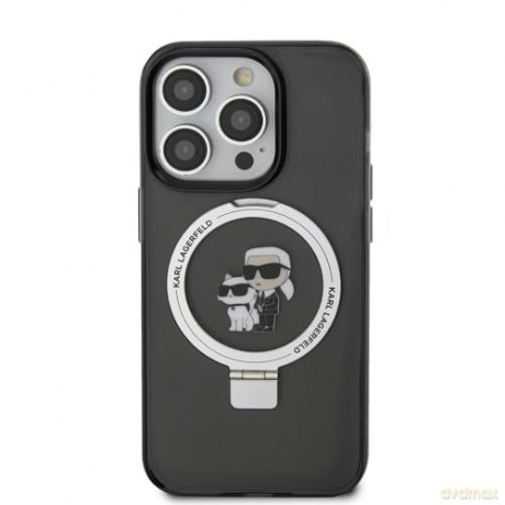 Etui Karl Lagerfeld Ring Stand Karl&Choupettte MagSafe do iPhone 15 Pro Max - czarne