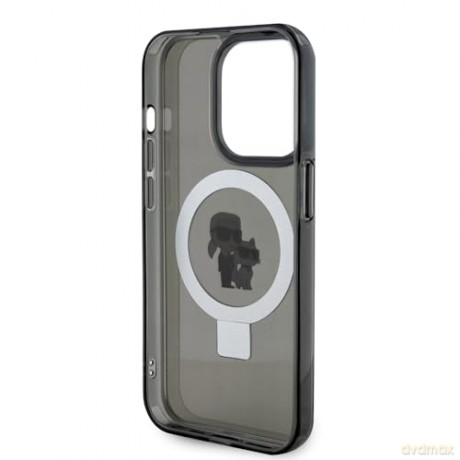 Etui Karl Lagerfeld Ring Stand Karl&Choupettte MagSafe do iPhone 15 Pro Max - czarne