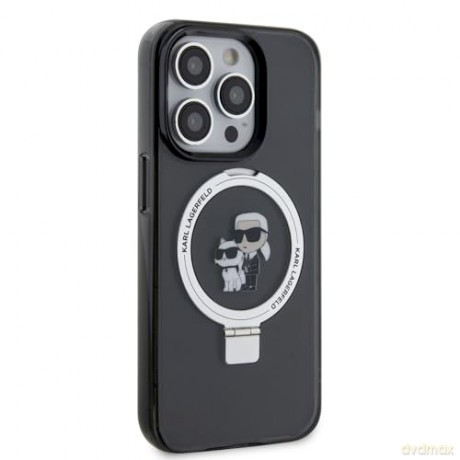 Etui Karl Lagerfeld Ring Stand Karl&Choupettte MagSafe do iPhone 15 Pro Max - czarne