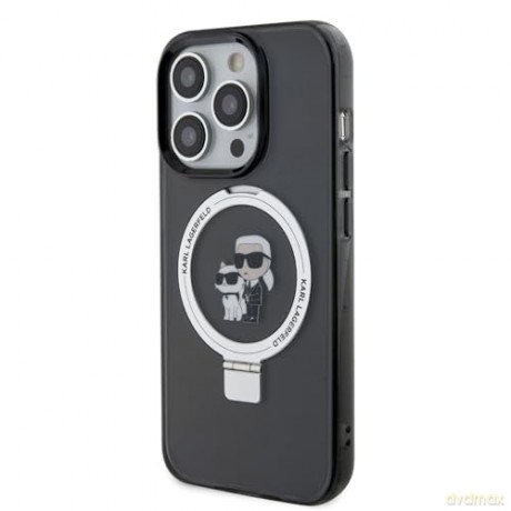 Etui Karl Lagerfeld Ring Stand Karl&Choupettte MagSafe do iPhone 15 Pro Max - czarne