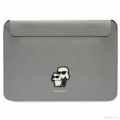 Etui Karl Lagerfeld Saffiano Karl&Choupette na laptopa 14" - srebrne