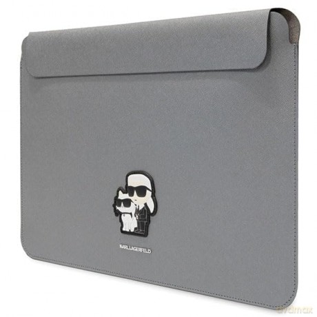 Etui Karl Lagerfeld Saffiano Karl&Choupette na laptopa 14" - srebrne