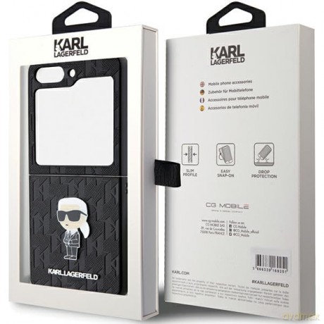 Etui Karl Lagerfeld Saffiano Monogram Ikonik Pin Samsung Galaxy Z Flip 5 - czarne