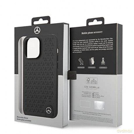 Etui Mercedes Leather Stars Pattern na iPhone 14 Pro Max - czarne