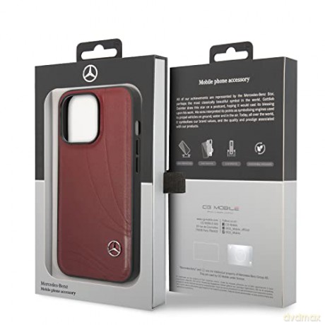 Etui Mercedes Leather Wave Patern na iPhone 14 Pro - czerwone