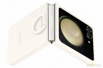 Etui silikonowe z uchwytem do Samsung Galaxy Z Flip 5 - kremowe