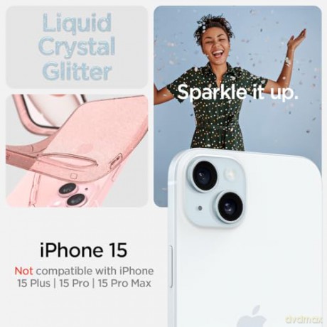 Etui Spigen Liquid Crystal Glitter do iPhone 15 - różowe