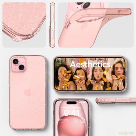 Etui Spigen Liquid Crystal Glitter do iPhone 15 - różowe