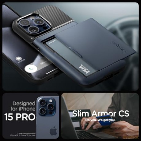 Etui Spigen Slim Armor CS do iPhone 15 Pro - niebieskie
