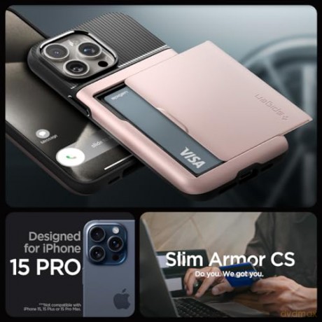 Etui Spigen Slim Armor CS do iPhone 15 Pro - różowe