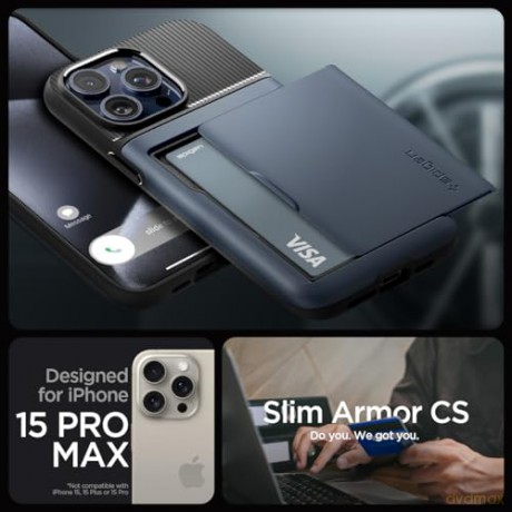 Etui Spigen Slim Armor CS do iPhone 15 Pro Max - niebieskie