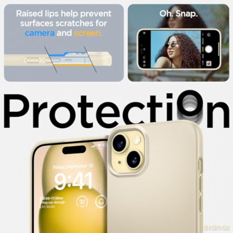 Etui Spigen Thin Fit do iPhone 15 Plus - beżowe