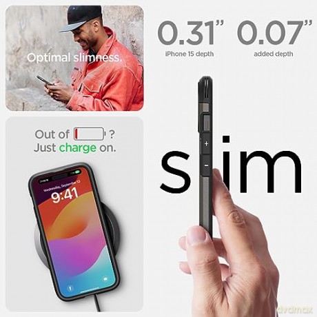 Etui Spigen Tough Armor MagSafe z podstawką do iPhone 15 - brąz