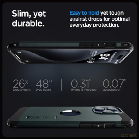 Etui Spigen Tough Armor MagSafe z podstawką do iPhone 15 Pro - zielone