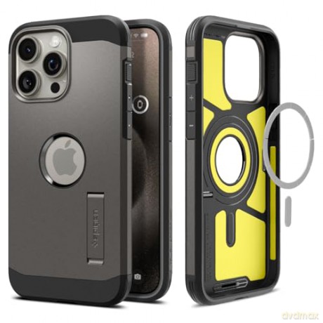 Etui Spigen Tough Armor MagSafe z podstawką do iPhone 15 Pro Max - brąz