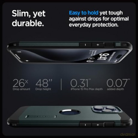 Etui Spigen Tough Armor MagSafe z podstawką do iPhone 15 Pro Max - zielone