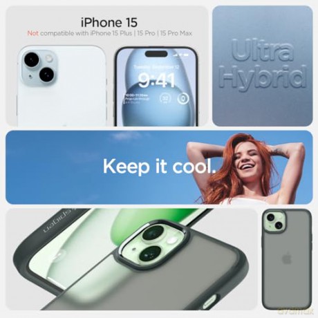 Etui Spigen Ultra Hybrid do iPhone 15 - ciemnozielone