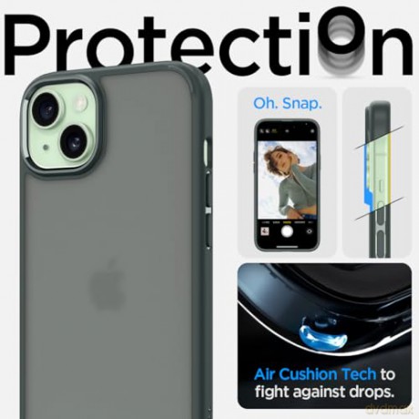 Etui Spigen Ultra Hybrid do iPhone 15 - ciemnozielone