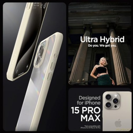 Etui Spigen Ultra Hybrid do iPhone 15 Pro Max - beżowe