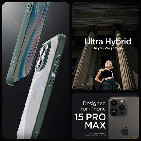 Etui Spigen Ultra Hybrid do iPhone 15 Pro Max - ciemnozielone