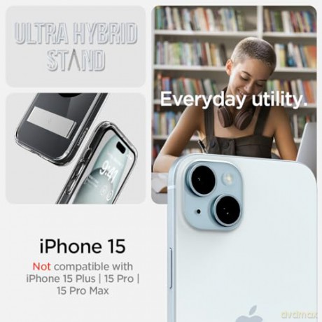 Etui Spigen Ultra Hybrid S MagSafe z podstawką do iPhone 15 - czarne
