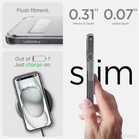 Etui Spigen Ultra Hybrid S MagSafe z podstawką do iPhone 15 - czarne